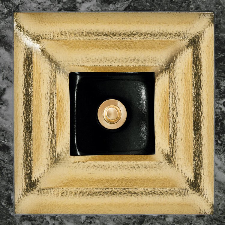 Linkasink Bathroom Sinks - Artisan Glass - AG10E-04BRS - Églomisé Square - Brass with Black Window - Undermount - OD: 16.5" x 16.5" x 4" - ID: 14" x 14" - Drain: 1.5"